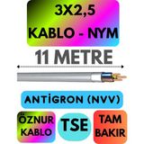 Öznur 3x2,5 Antigron (Nym) Kablo (Gri) Metre Seçenekli - 11 METRE