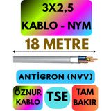Öznur 3x2,5 Antigron (Nym) Kablo (Gri) Metre Seçenekli - 18 METRE