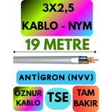 Öznur 3x2,5 Antigron (Nym) Kablo (Gri) Metre Seçenekli - 19 METRE