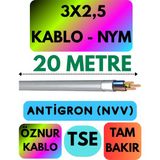 Öznur 3x2,5 Antigron (Nym) Kablo (Gri) Metre Seçenekli - 20 METRE