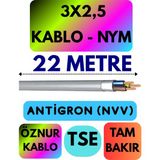 Öznur 3x2,5 Antigron (Nym) Kablo (Gri) Metre Seçenekli - 22 METRE