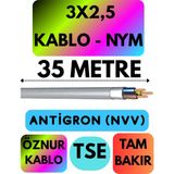 Öznur 3x2,5 Antigron (Nym) Kablo (Gri) Metre Seçenekli - 35 METRE