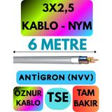 Öznur 3x2,5 Antigron (Nym) Kablo (Gri) Metre Seçenekli - 6 METRE