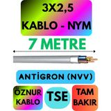 Öznur 3x2,5 Antigron (Nym) Kablo (Gri) Metre Seçenekli - 7 METRE