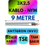 Öznur 3x2,5 Antigron (Nym) Kablo (Gri) Metre Seçenekli - 9 METRE