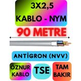 Öznur 3x2,5 Antigron (Nym) Kablo (Gri) Metre Seçenekli - 90 METRE