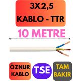Öznur 3x2,5 Ttr Kablo Metre Seçenekli (Beyaz) - 10 METRE
