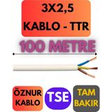 Öznur 3x2,5 Ttr Kablo Metre Seçenekli (Beyaz) - 100 METRE