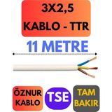Öznur 3x2,5 Ttr Kablo Metre Seçenekli (Beyaz) - 11 METRE