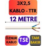 Öznur 3x2,5 Ttr Kablo Metre Seçenekli (Beyaz) - 12 METRE