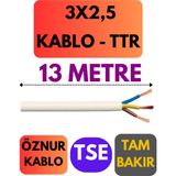 Öznur 3x2,5 Ttr Kablo Metre Seçenekli (Beyaz) - 13 METRE
