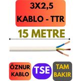 Öznur 3x2,5 Ttr Kablo Metre Seçenekli (Beyaz) - 15 METRE