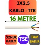 Öznur 3x2,5 Ttr Kablo Metre Seçenekli (Beyaz) - 16 METRE