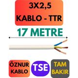 Öznur 3x2,5 Ttr Kablo Metre Seçenekli (Beyaz) - 17 METRE