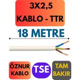 Öznur 3x2,5 Ttr Kablo Metre Seçenekli (Beyaz) - 18 METRE