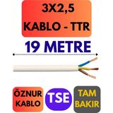 Öznur 3x2,5 Ttr Kablo Metre Seçenekli (Beyaz) - 19 METRE