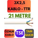 Öznur 3x2,5 Ttr Kablo Metre Seçenekli (Beyaz) - 21 METRE