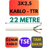 Öznur 3x2,5 Ttr Kablo Metre Seçenekli (Beyaz) - 22 METRE