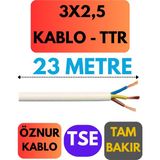 Öznur 3x2,5 Ttr Kablo Metre Seçenekli (Beyaz) - 23 METRE