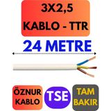 Öznur 3x2,5 Ttr Kablo Metre Seçenekli (Beyaz) - 24 METRE