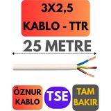 Öznur 3x2,5 Ttr Kablo Metre Seçenekli (Beyaz) - 25 METRE