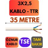 Öznur 3x2,5 Ttr Kablo Metre Seçenekli (Beyaz) - 35 METRE