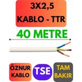 Öznur 3x2,5 Ttr Kablo Metre Seçenekli (Beyaz) - 40 METRE