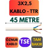 Öznur 3x2,5 Ttr Kablo Metre Seçenekli (Beyaz) - 45 METRE