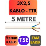 Öznur 3x2,5 Ttr Kablo Metre Seçenekli (Beyaz) - 5 METRE