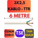 Öznur 3x2,5 Ttr Kablo Metre Seçenekli (Beyaz) - 6 METRE