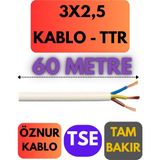 Öznur 3x2,5 Ttr Kablo Metre Seçenekli (Beyaz) - 60 METRE