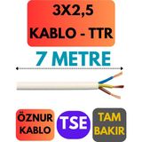 Öznur 3x2,5 Ttr Kablo Metre Seçenekli (Beyaz) - 7 METRE