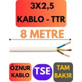 Öznur 3x2,5 Ttr Kablo Metre Seçenekli (Beyaz) - 8 METRE