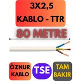 Öznur 3x2,5 Ttr Kablo Metre Seçenekli (Beyaz) - 80 METRE