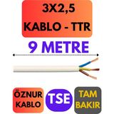 Öznur 3x2,5 Ttr Kablo Metre Seçenekli (Beyaz) - 9 METRE