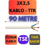 Öznur 3x2,5 Ttr Kablo Metre Seçenekli (Beyaz) - 90 METRE
