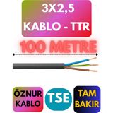 Öznur 3x2,5 Ttr Kablo Metre Seçenekli (Siyah) - 100 METRE