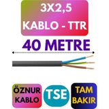 Öznur 3x2,5 Ttr Kablo Metre Seçenekli (Siyah) - 40 METRE