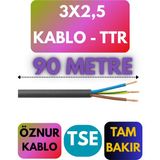 Öznur 3x2,5 Ttr Kablo Metre Seçenekli (Siyah) - 90 METRE
