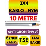 Öznur 3x4 Antigron (Nym) Kablo (Gri) Metre Seçenekli - 10 METRE