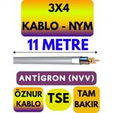 Öznur 3x4 Antigron (Nym) Kablo (Gri) Metre Seçenekli - 11 METRE