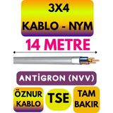 Öznur 3x4 Antigron (Nym) Kablo (Gri) Metre Seçenekli - 14 METRE