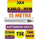 Öznur 3x4 Antigron (Nym) Kablo (Gri) Metre Seçenekli - 15 METRE