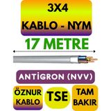 Öznur 3x4 Antigron (Nym) Kablo (Gri) Metre Seçenekli - 17 METRE