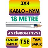 Öznur 3x4 Antigron (Nym) Kablo (Gri) Metre Seçenekli - 18 METRE