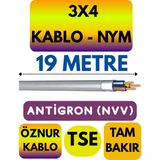 Öznur 3x4 Antigron (Nym) Kablo (Gri) Metre Seçenekli - 19 METRE