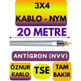 Öznur 3x4 Antigron (Nym) Kablo (Gri) Metre Seçenekli - 20 METRE