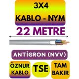 Öznur 3x4 Antigron (Nym) Kablo (Gri) Metre Seçenekli - 22 METRE