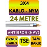 Öznur 3x4 Antigron (Nym) Kablo (Gri) Metre Seçenekli - 24 METRE