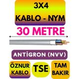 Öznur 3x4 Antigron (Nym) Kablo (Gri) Metre Seçenekli - 30 METRE